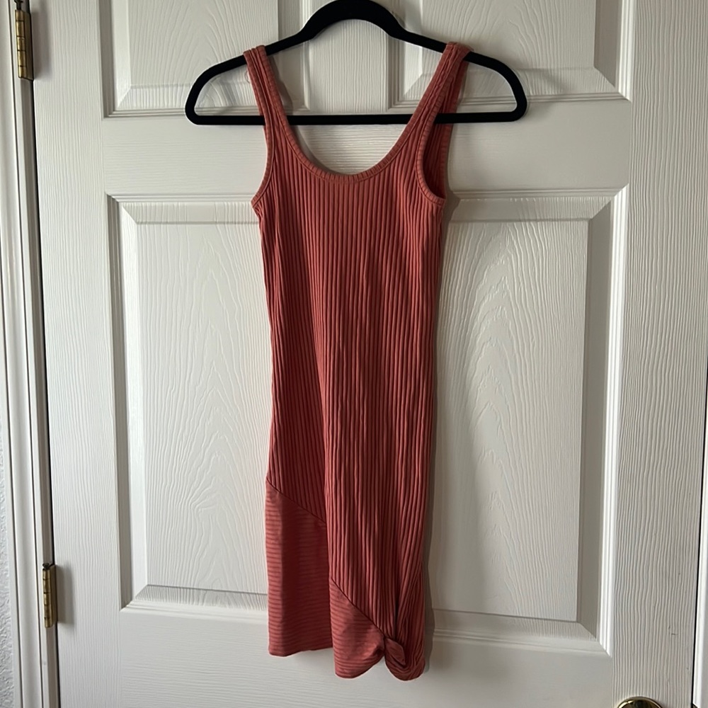 RVCA Burnt Orange Ribbed Mini Tank Dress